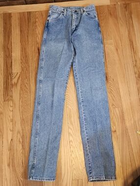 Vintage Womens Wrangler Light Blue Denim Jeans 5 X 36 Made In USA 100% Cotton